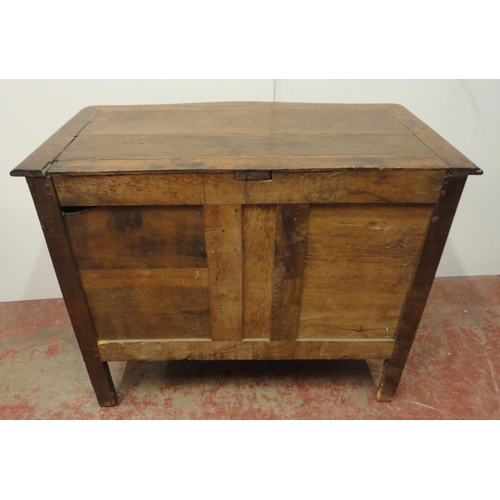 404 - Antique French provincial oak serpentine chest of two short and two long drawers, iron locks to the ... 