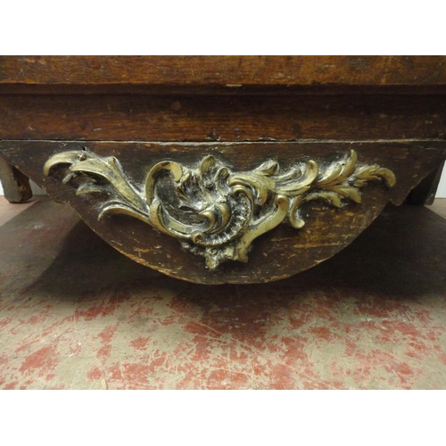 404 - Antique French provincial oak serpentine chest of two short and two long drawers, iron locks to the ... 