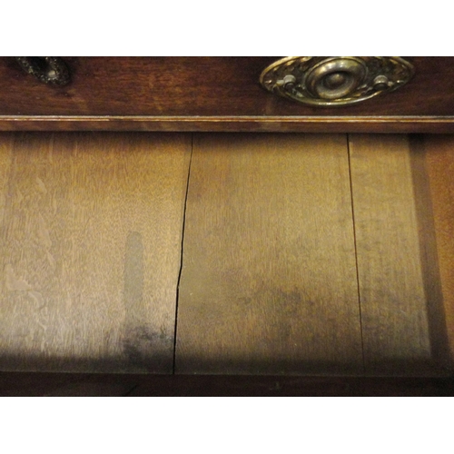 405 - George III mahogany chest of four long graduated drawers, c. 1780, with brushing slide, on bracket f... 