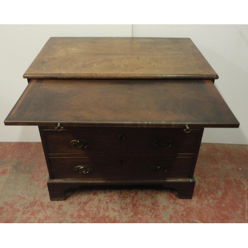 405 - George III mahogany chest of four long graduated drawers, c. 1780, with brushing slide, on bracket f... 