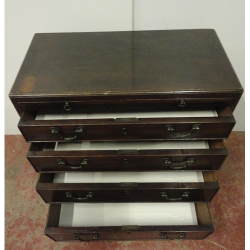 406 - George III mahogany bachelor's chest of four long drawers, with brushing slide, on bracket feet, 74c... 