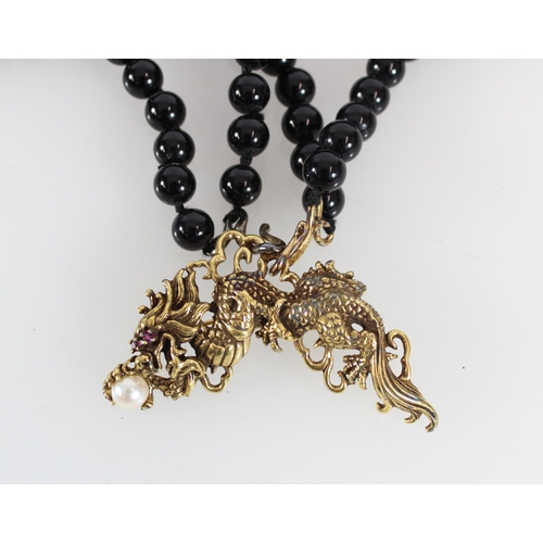 538 - Franklin Mint year of the dragon pendant/clasp and necklace set as designed by Kai-Yin Lo in origina... 