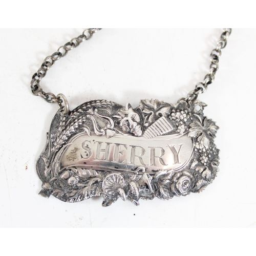 572 - George IV silver Sherry decanter label, Philip Grierson, Glasgow 1826.