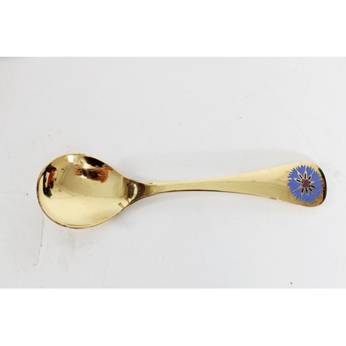 573 - Tiffany & Co. sterling silver bud vase, a Georg Jensen silver gilt and enamel spoon, together wi... 