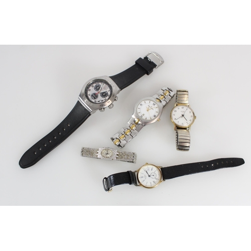 582 - Four gentlemans wristwatches incl. Swatch Irony chronometer. Sekonda 15 jewels, Maurice Lacroix and ... 