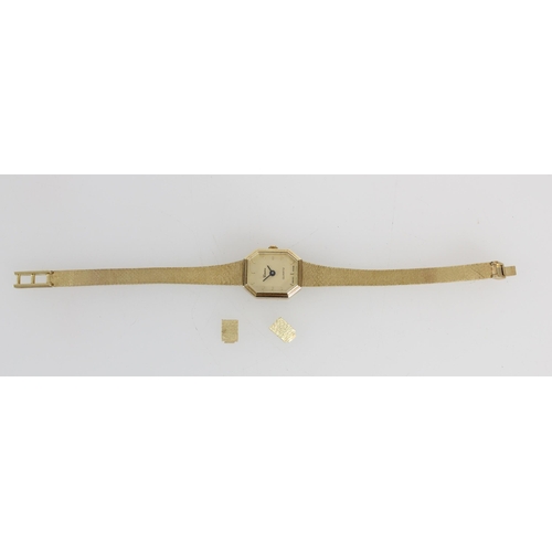 587 - Geneve ladies 14ct gold cased wristwatch, on a yellow metal bracelet marked 14k Italy Vior, gross 19... 