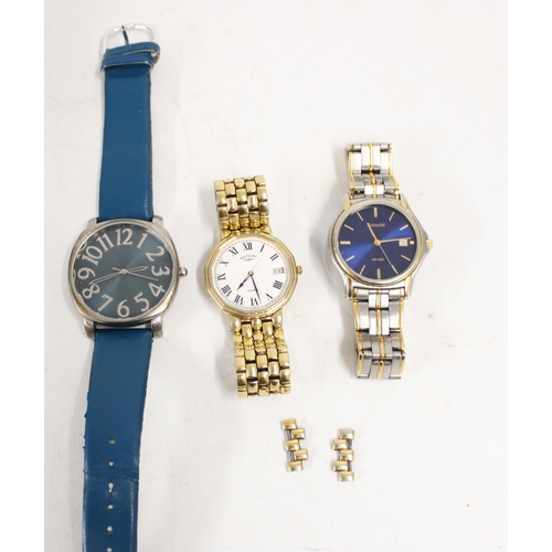 611 - Rotary gold-plated wristwatch, Accurist wristwatch and one other.