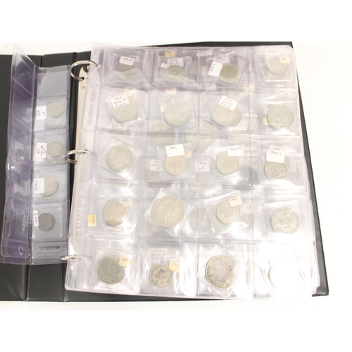 613 - Extensive collection of British coins held in three well-ordered folders and one shoebox to include ... 