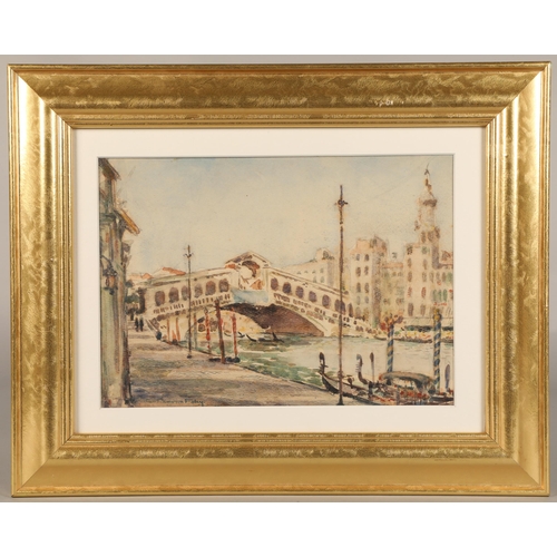 488 - George Cameron Foley (Scottish, Falkirk 1910- Duns 1992)Gilt framed watercolour, signed 'Rialto Brid... 