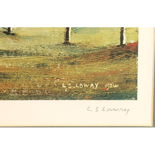 440 - Laurence Stephen Lowry RA (1887-1976) ARRFramed print, landscape with farm buildings,signed in penci... 