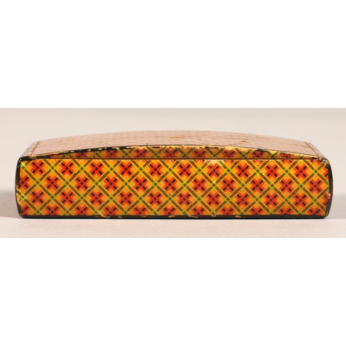 263 - Tartan ware snuff box with wooden hinged lid,8 cm long,4.5 cm width.