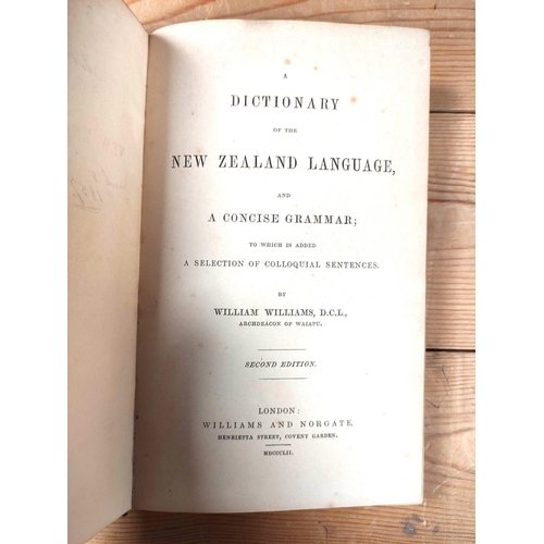 195 - WILLIAMS WILLIAM.  A Dictionary of the New Zealand Language & A Concise Grammar to Which is Adde... 