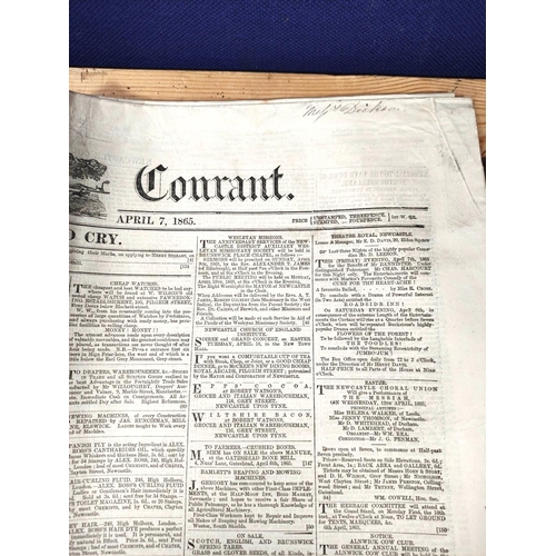 210 - Documents & Ephemera - Northumberland Newspapers.  1865. Newcastle Courant-General Hue & Cry... 