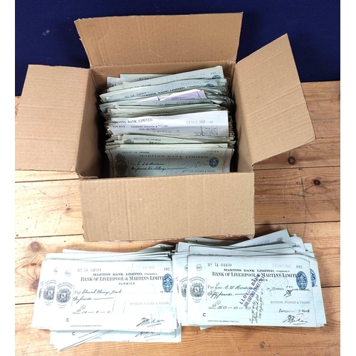 219 - Ephemera - Bank Cheques. 1933. Very large quantity of issued cheques on Martins Bank Ltd. &... 