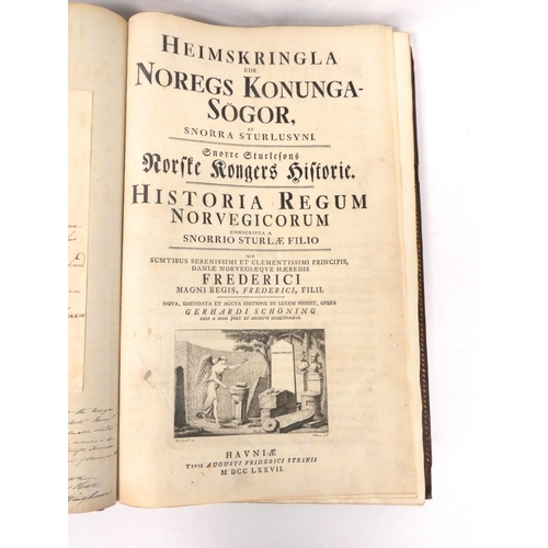 222 - STURLSON SNORRI (Icelandic, 1197 - 1241) Heimskringla edr Noregs Konunga Sögor, af Snorra Sturlusyni... 