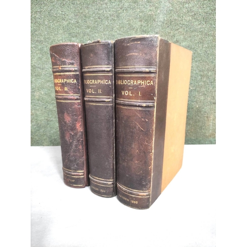 262 - Bibliographica, Papers on Books, Their History & Art. The set of 3 vols. Eng. plates, illus. &am... 