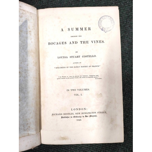 269 - COSTELLO LOUISA S.  A Summer Amongst the Bocages & the Vines. 2 vols. Frontis & te... 