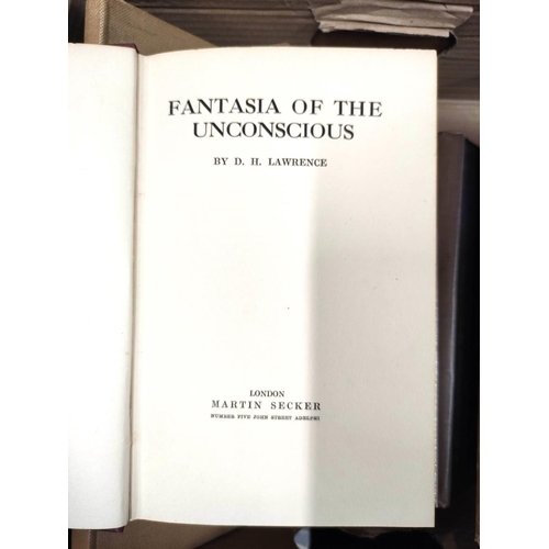 273 - LAWRENCE D. H.  Fantasia of the Unconscious. Maroon cloth in chipped d.w. 1st UK ed., 1923... 