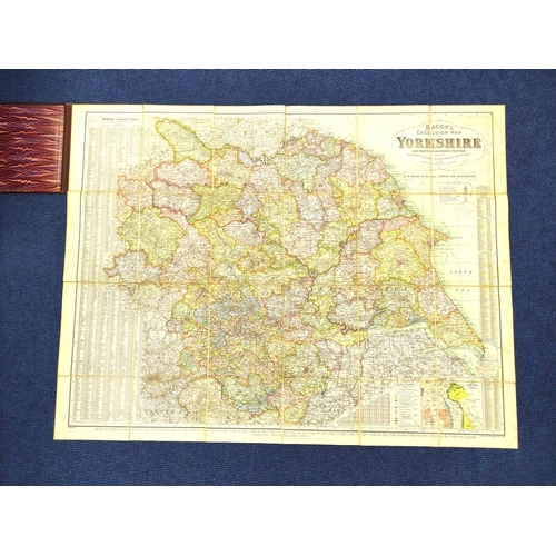 279 - BACON G.W. Folding col. linen maps of the World, Great Britain, Yorkshire & South East & Cen... 