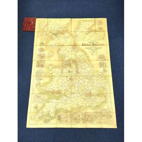 279 - BACON G.W. Folding col. linen maps of the World, Great Britain, Yorkshire & South East & Cen... 