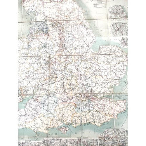 279 - BACON G.W. Folding col. linen maps of the World, Great Britain, Yorkshire & South East & Cen... 