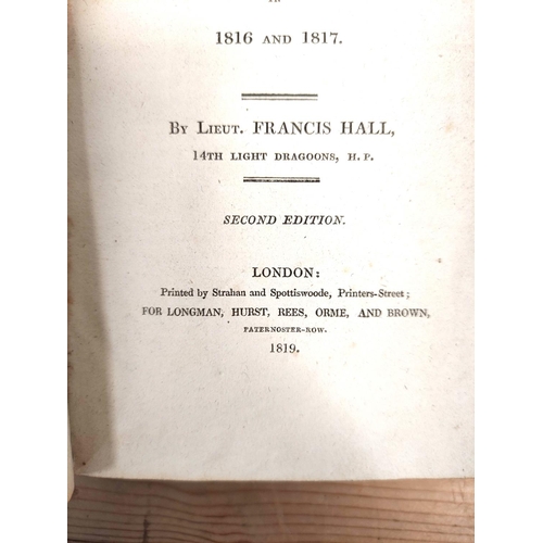 298 - <strong>HALL LIEUT. FRANCIS.  </strong>Travels in Canada & the United States in 1816 &...