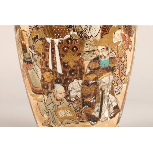 207 - Japanese satsuma vase Meiji period, decorated in panels, with children in a garden, 30cm high.