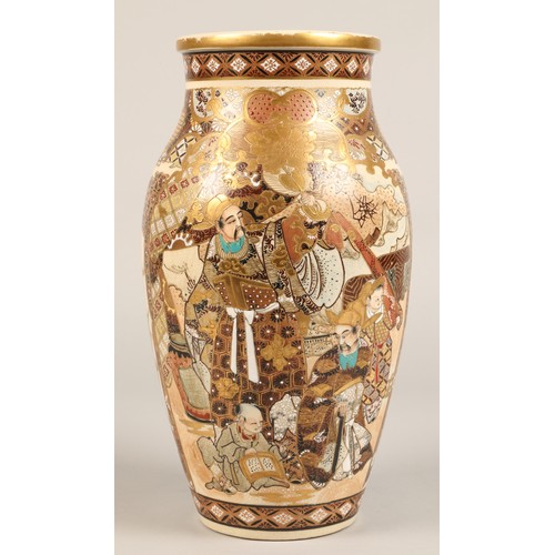 207 - Japanese satsuma vase Meiji period, decorated in panels, with children in a garden, 30cm high.