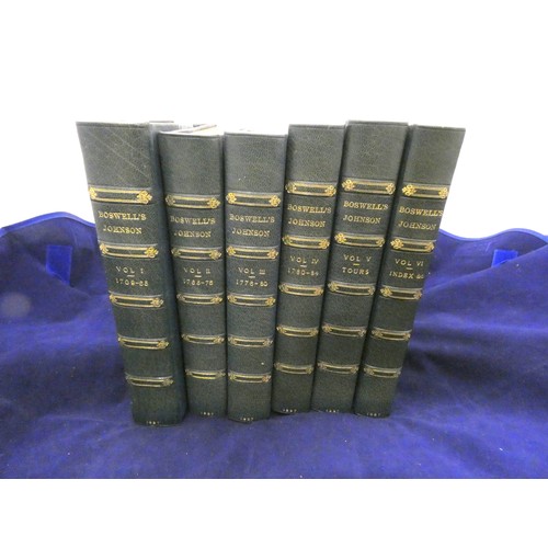 104 - BOSWELL JAMES.  Life of Johnson, ed. by George Birkbeck Hill. 6 vols. Half titles. Eng. port. fronti... 