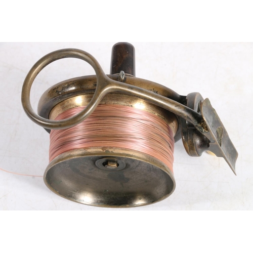 197 - Mallochs patent brass fishing reel.