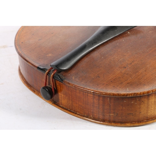 205 - Violin with two-piece back, internal label stating copy of Antonius Stradivarius, 36.5cm.