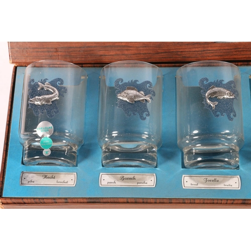 346 - Boxed set of six fish decorated glasses.