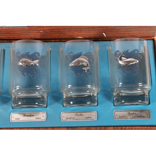 346 - Boxed set of six fish decorated glasses.