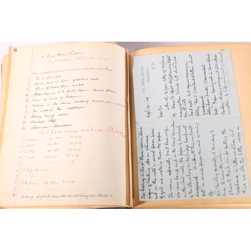 369 - Bound book of notes and ledgers, 1909-1916 relating to Glasgow and Area Building Works, containing h... 