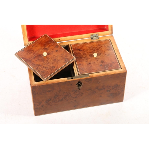 4 - 19th century burr walnut tea caddy, 19cm wide.