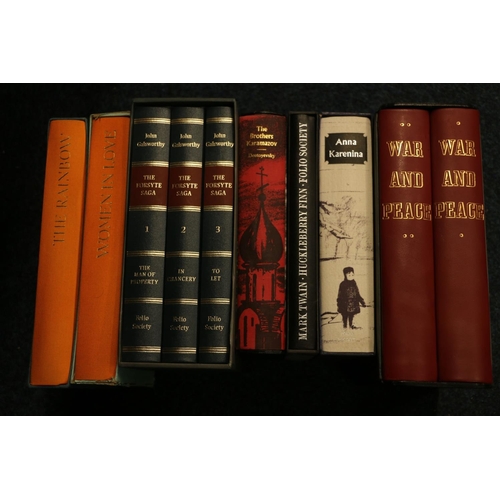 373 - Folio Society books to include War and Peace, The Rainbow, The Forsyte Saga, etc.  (10)