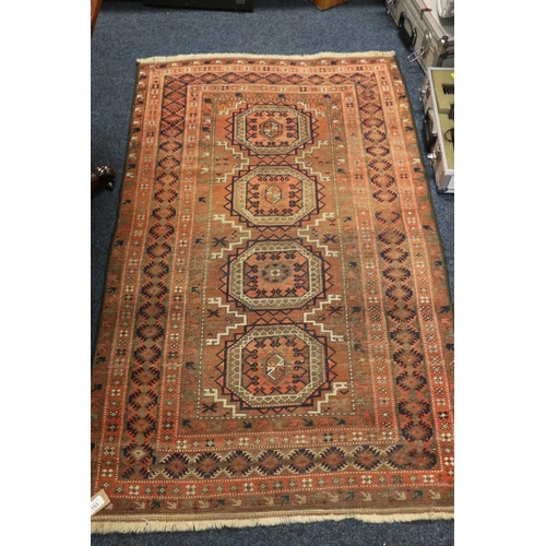 753 - Afghan rust red rug, 152cm x 90cm