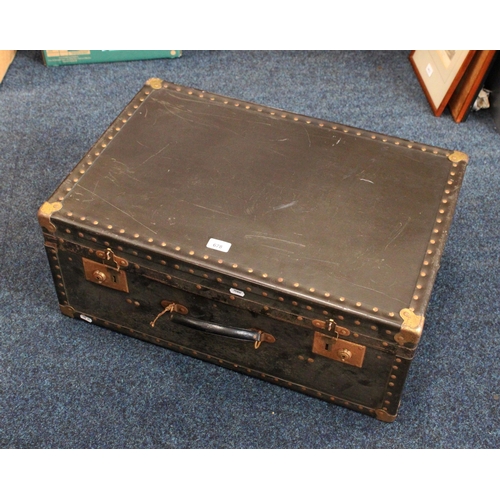 678 - Vintage metal bound trunk.