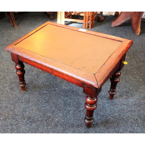 682 - Mahogany slope fronted foot stool, the underside stamped 'P6688'.