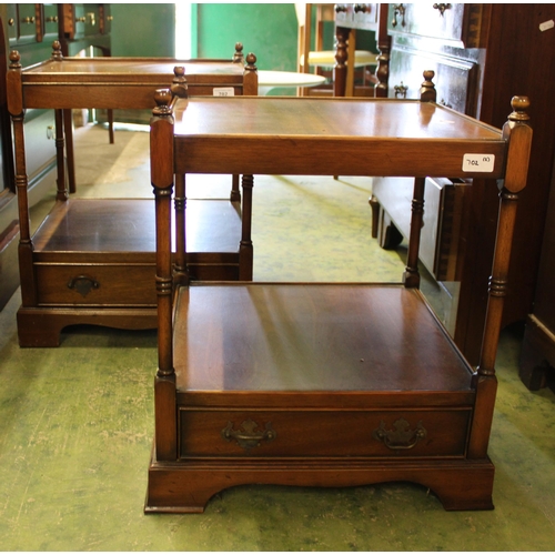 702 - Pair of occasional tables with low under tier drawers, 58cm high.