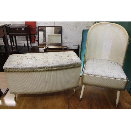 714 - Lloyd Loom style side chair with cushion seat and a similar basket.