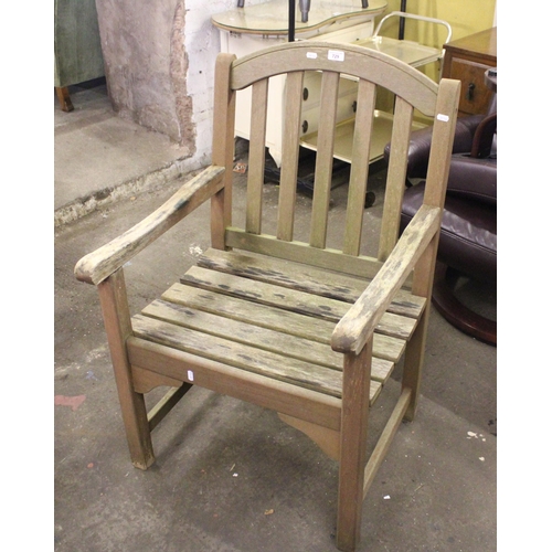 729 - Teak garden chair, 96cm high.