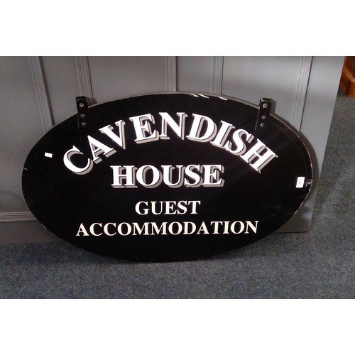 680 - Oval guest house sign for 'Cavendish House', 91cm wide.