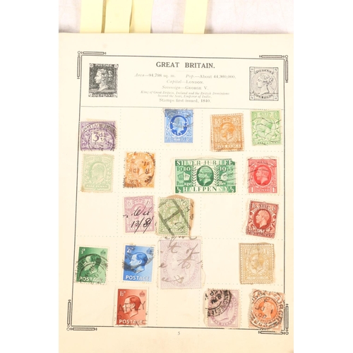 634 - Stamp collection held in one red covered Stanley Gibbons Atlas album to include GB 19th and 20th cen... 