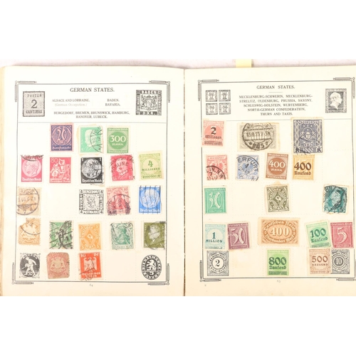 634 - Stamp collection held in one red covered Stanley Gibbons Atlas album to include GB 19th and 20th cen... 