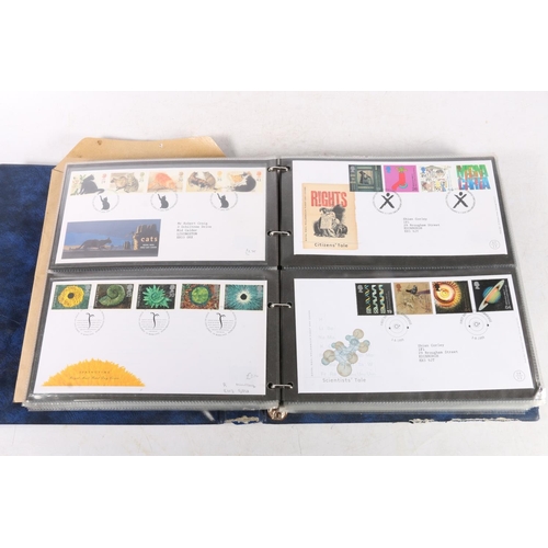 636 - Stamp collection held in one blue leatherette covered Kestrel binder containing first day covers spa... 