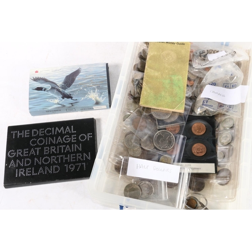 648 - Coin collection to include a Royal Canadian Mint specimen set 1997 boxed, GB 500 grade silver coins ... 