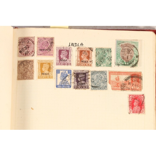 655 - Stamp collection held in two albums to include a red covered album of used stamps including mostly 2... 