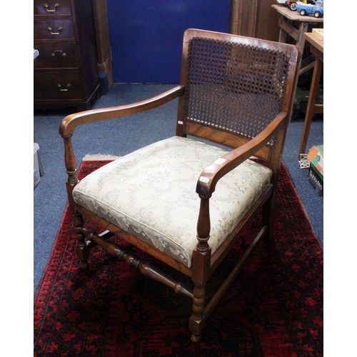 699 - Edwardian bergere backed armchair