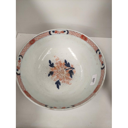 357 - Chinese export 18th century porcelain bowl, in Imari colours with floral panel to the well, all-over... 